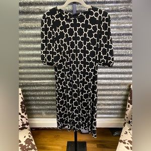 Pink Tartan Quatrefoil Print Silk A line dress M